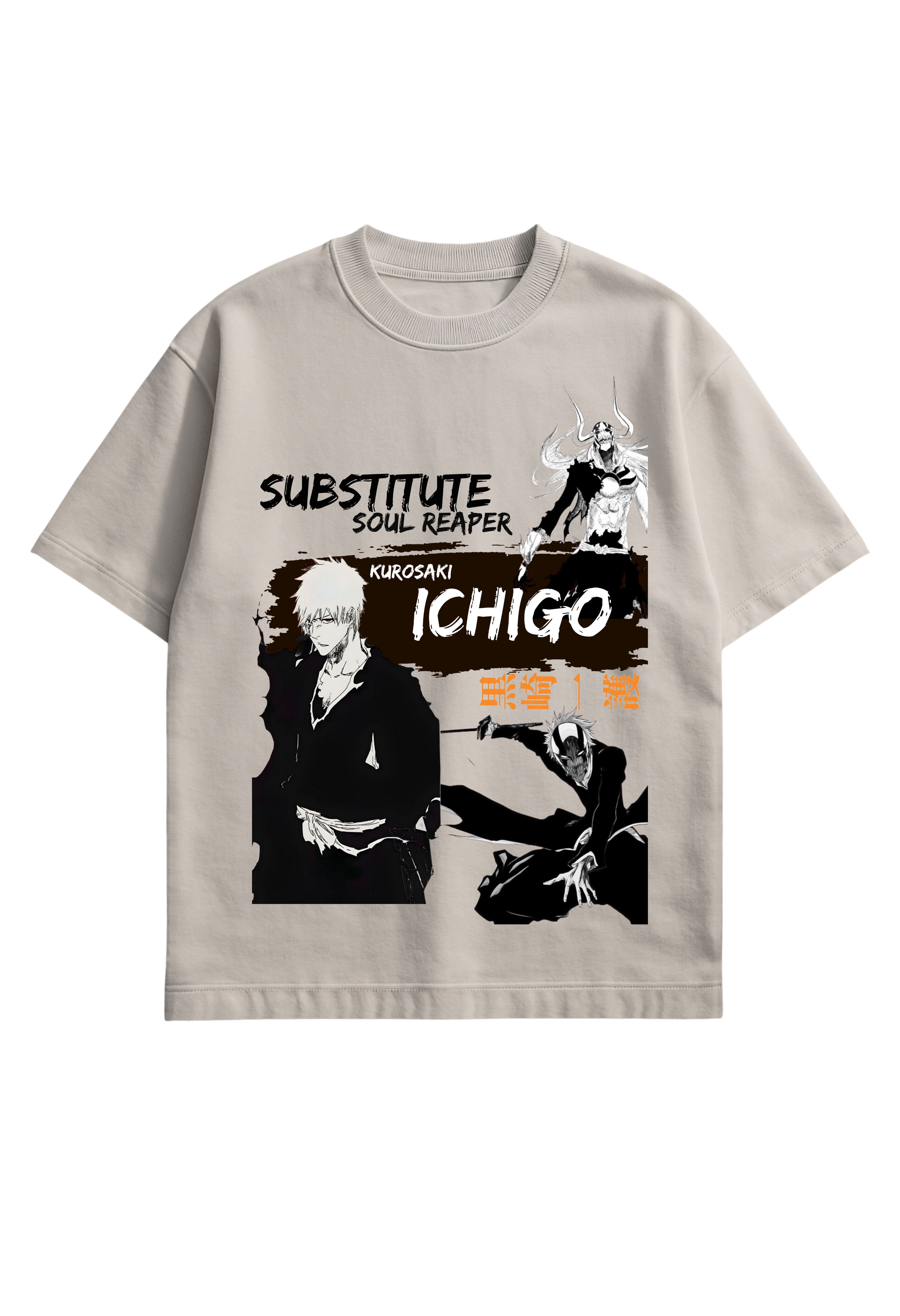 Bleach Kurosaki Ichigo  Substitute Soul Reaper Anime T-Shirt – Ice Grey