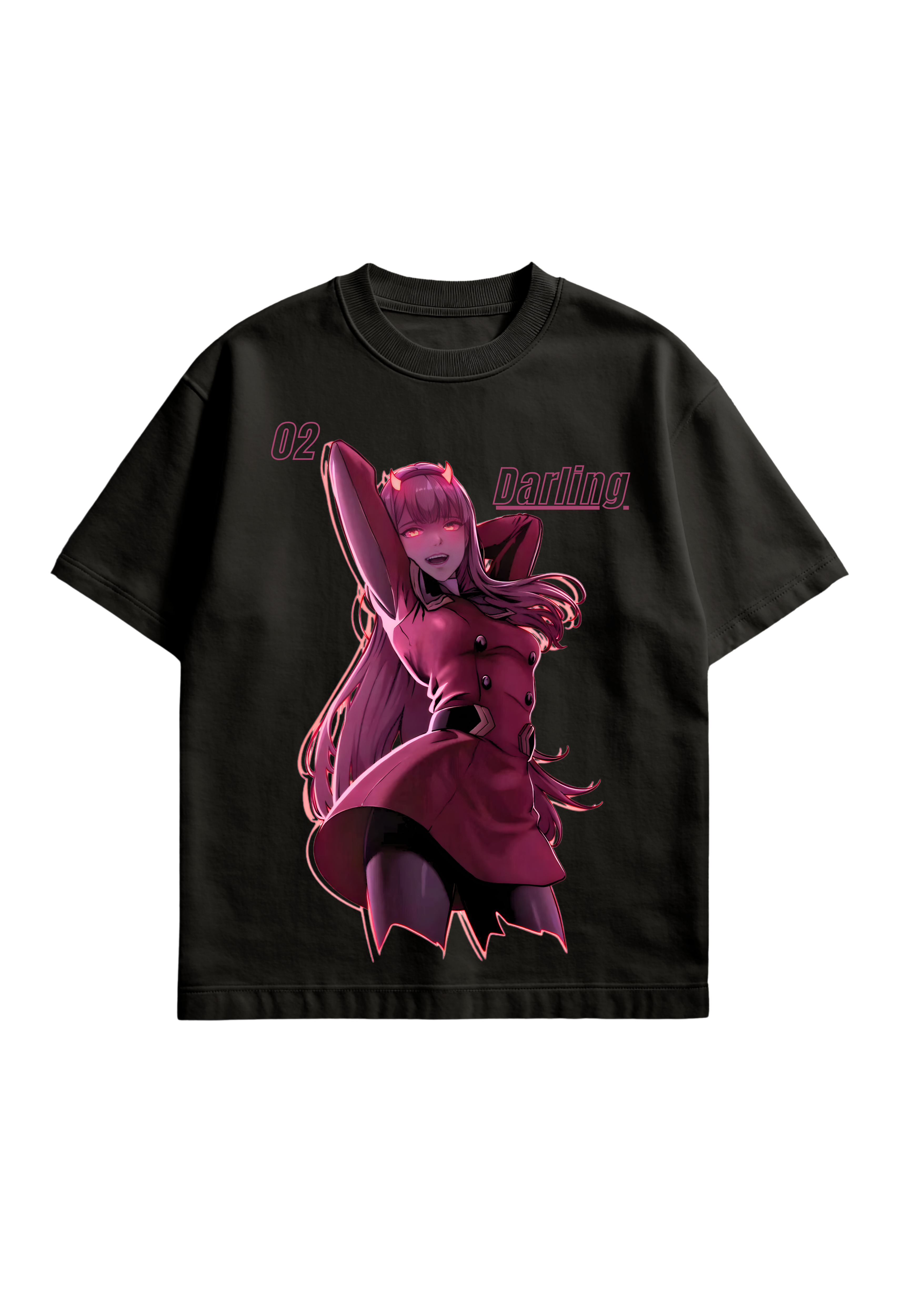 Zero Two Darling in the Franxx Code:002 Edition T-Shirt – Pink Demon Streetwear Tee