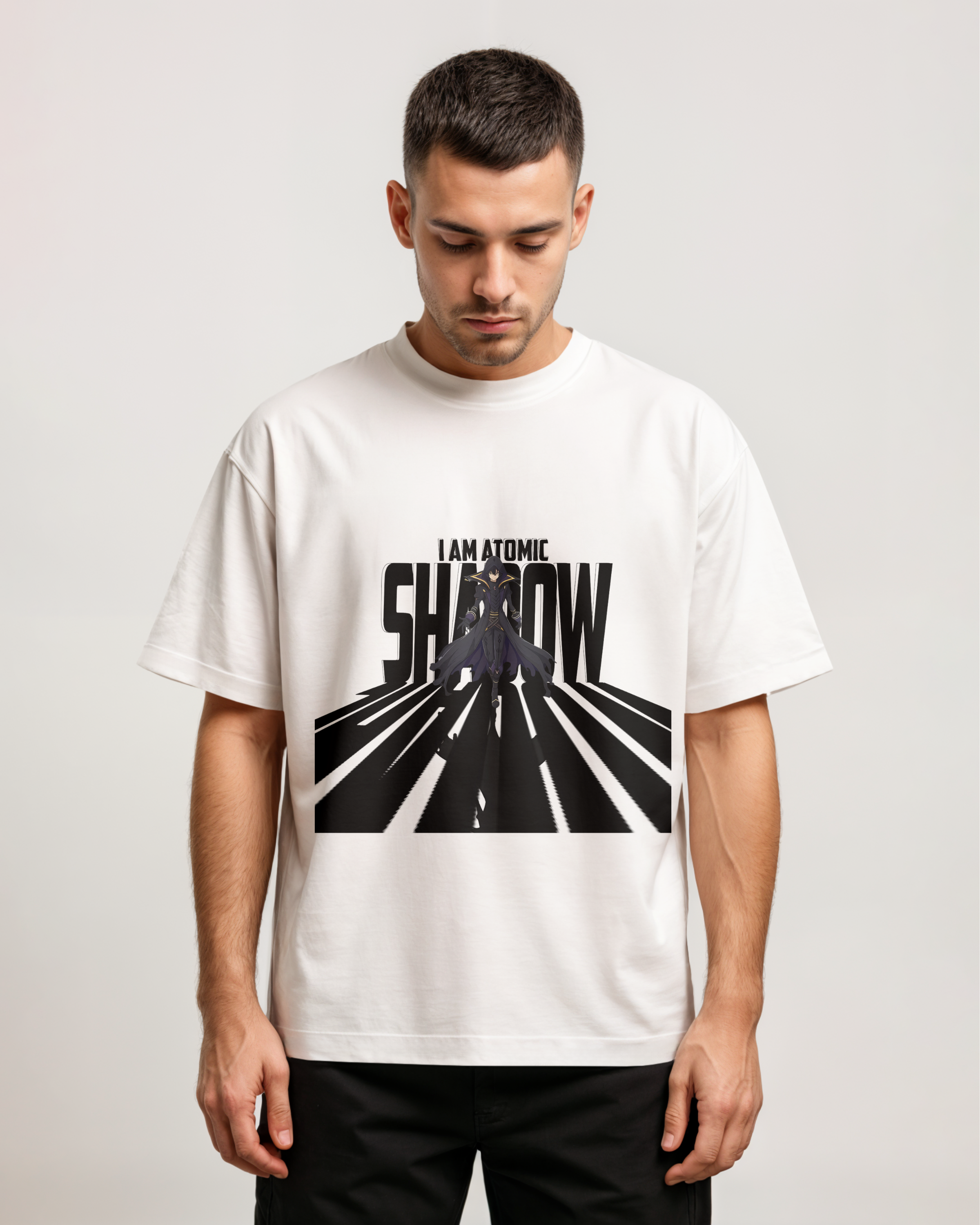 "I AM ATOMIC – SHADOW" White T-Shirt – Shadow Garden Edition