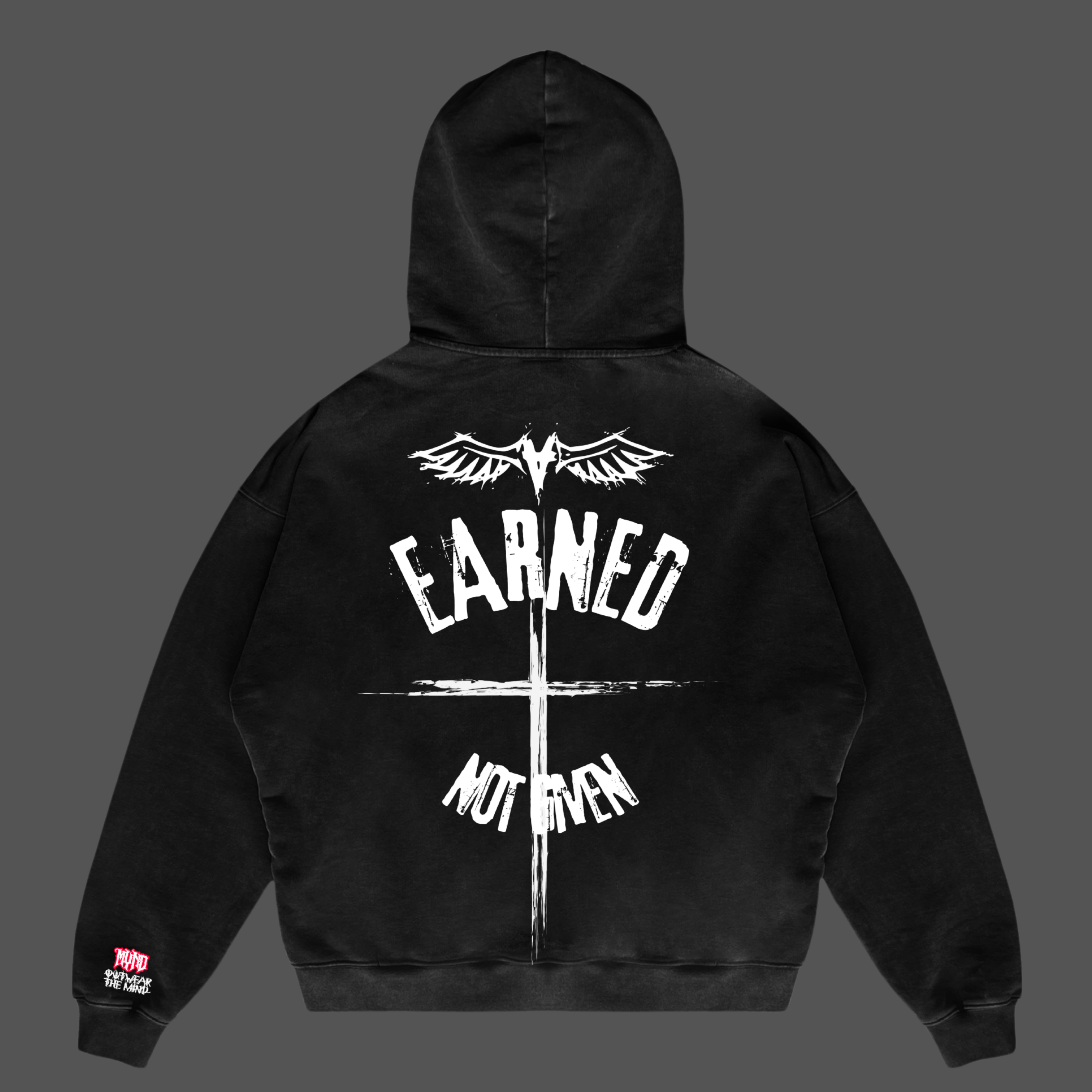 Mynd Wear “Unchained” Acid-Washed Oversized Hoodie – Black