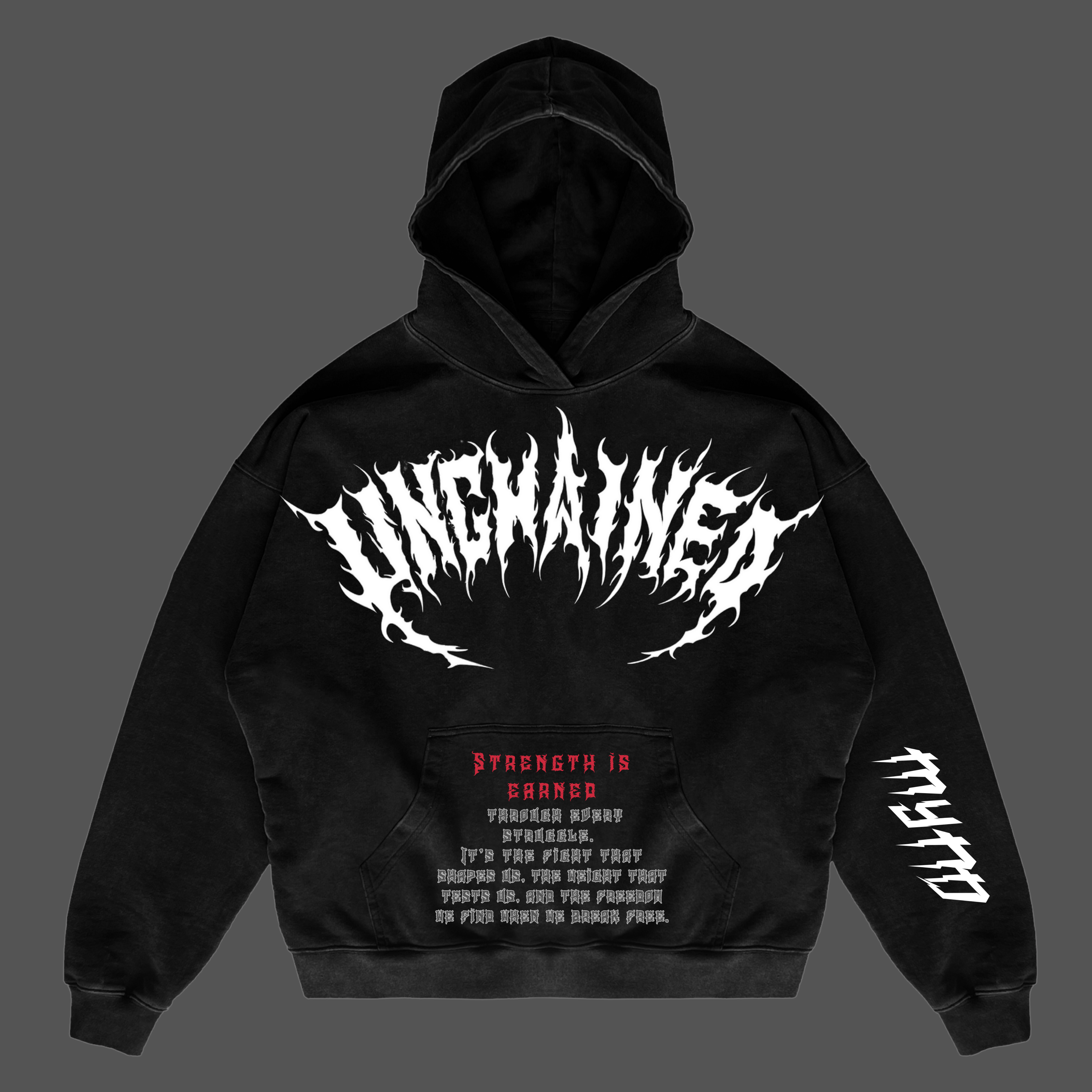 Mynd Wear “Unchained” Acid-Washed Oversized Hoodie – Black