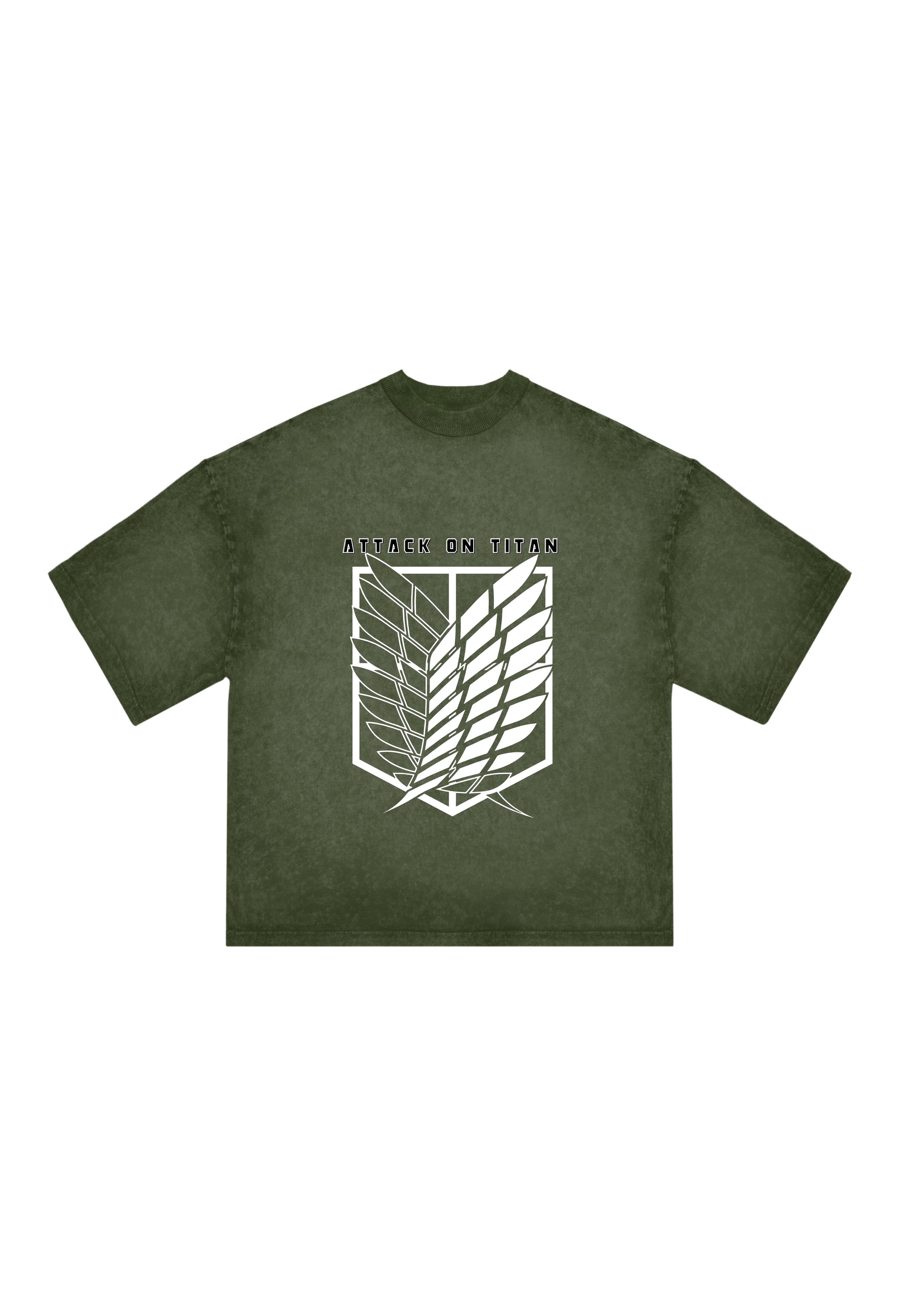 Attack on Titan Levi Ackerman Acid Wash T-Shirt Army Green Oversized Anime Tee