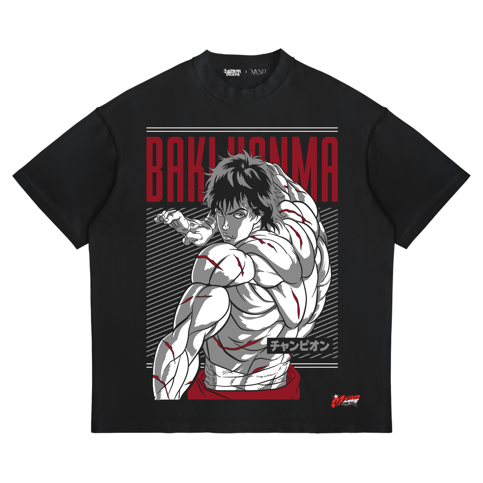 Baki Hanma T-Shirt – Baki the Grappler Anime Streetwear Tee (Unisex, Black/Red)