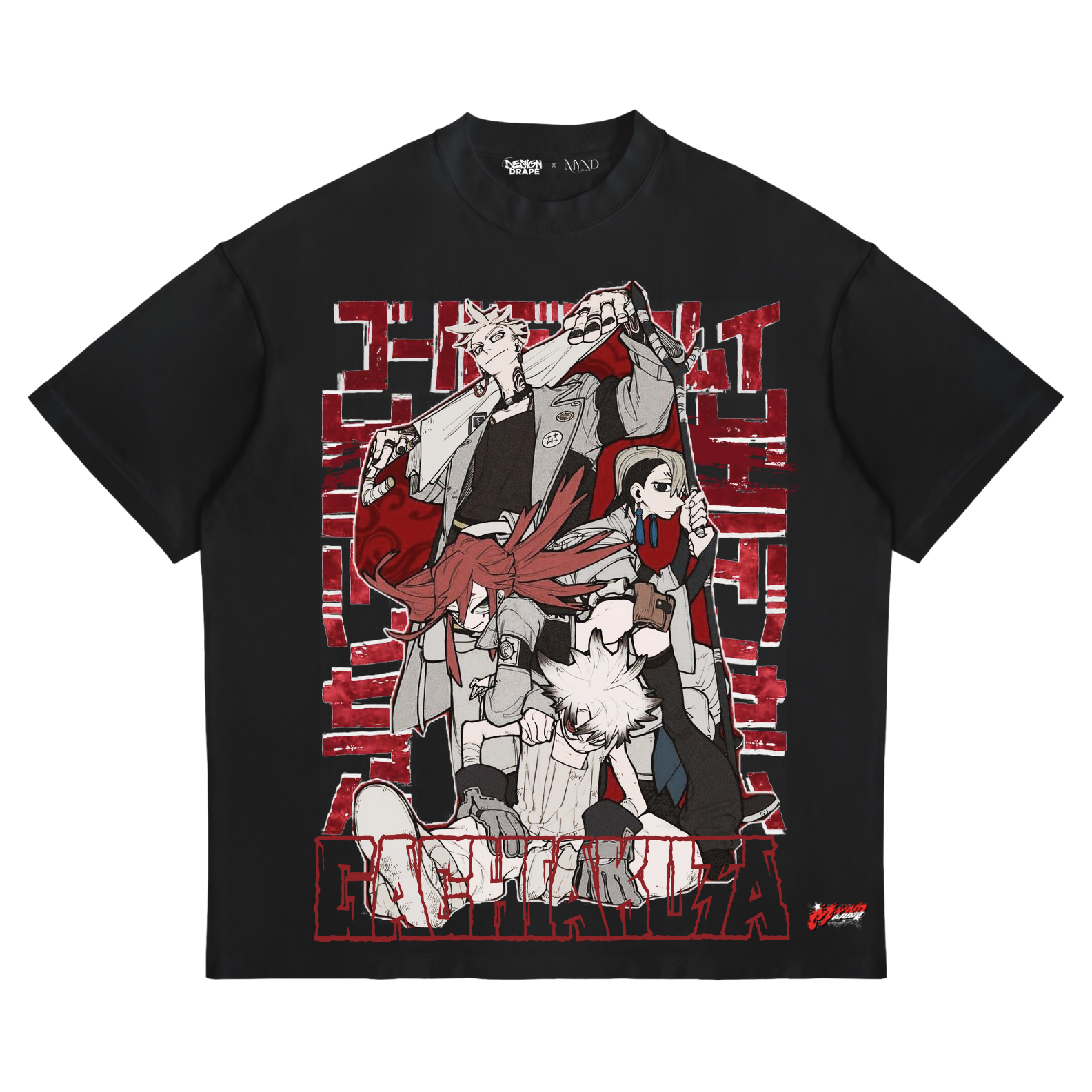 Gachikutta T-Shirt – Streetwear Anime Tee with Dark Manga Artwork (Unisex, Black/Red)