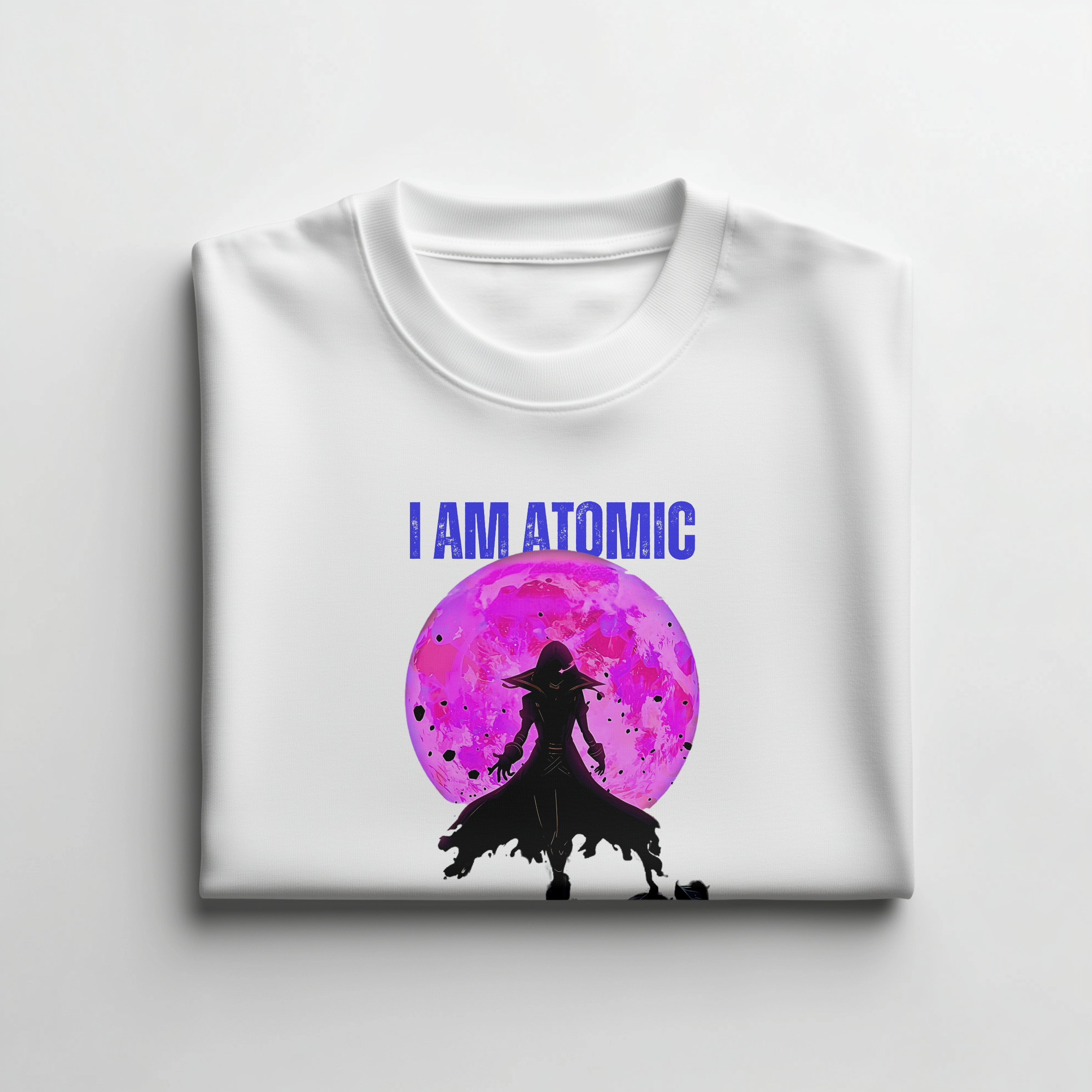 "I AM ATOMIC" White T-Shirt – Shadow Garden Moonlight Edition
