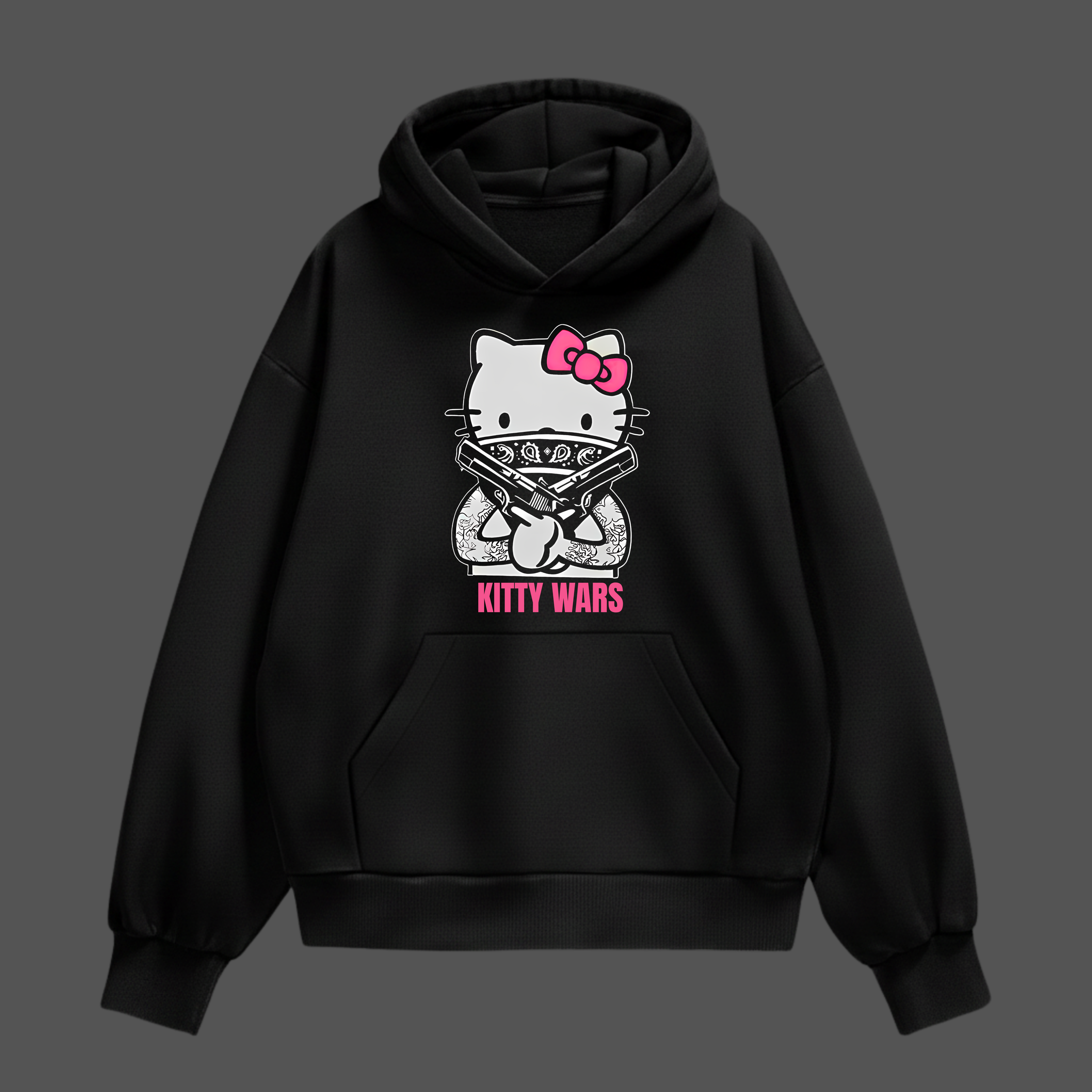 Mynd Wear “Kitty Wars: Meao-Fia Edition” Heavyweight Oversized Hoodie – Black