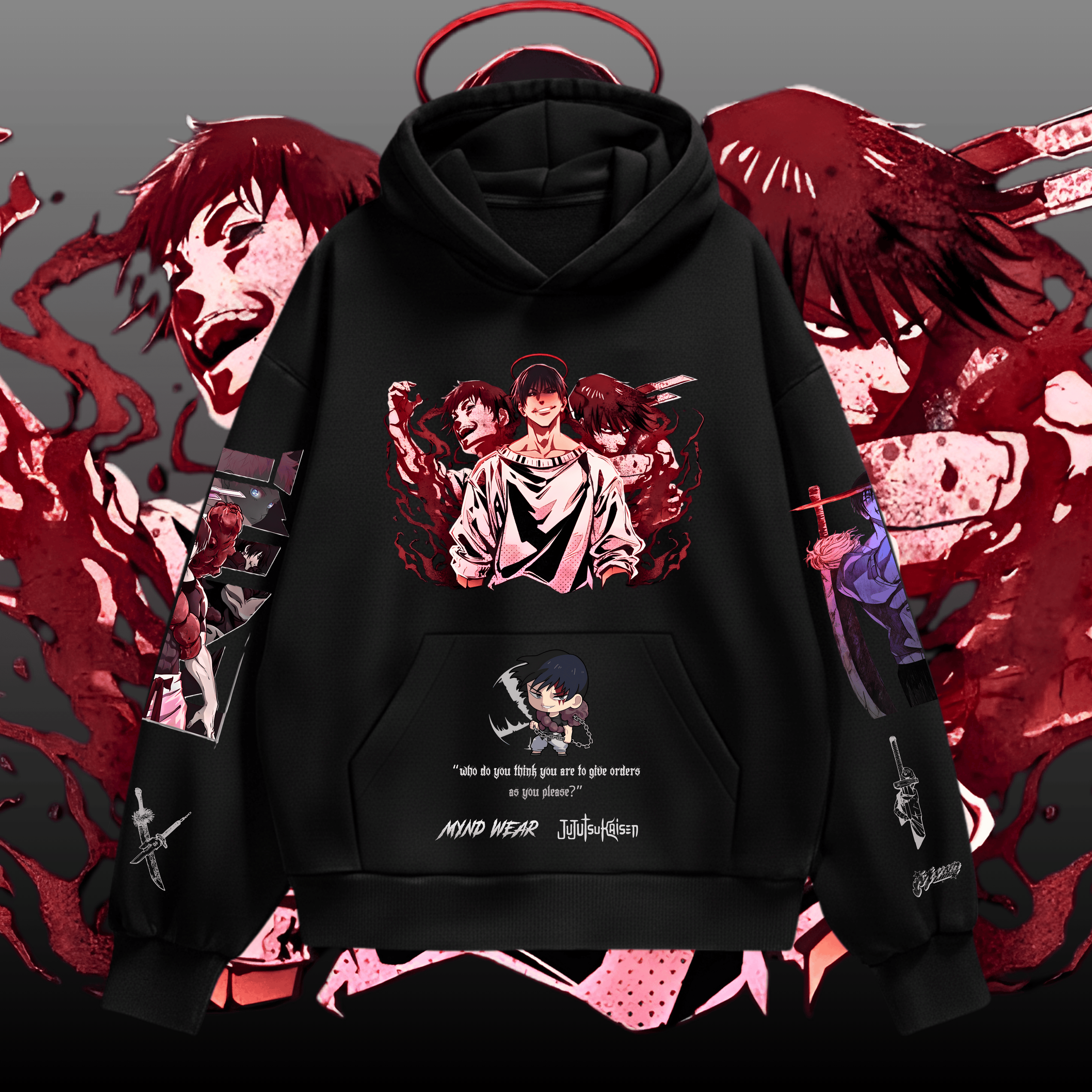 Jujutsu Kaisen Toji Fushiguro "Sorcerer Killer" | Bloody Black Manga Streetwear Hoodie