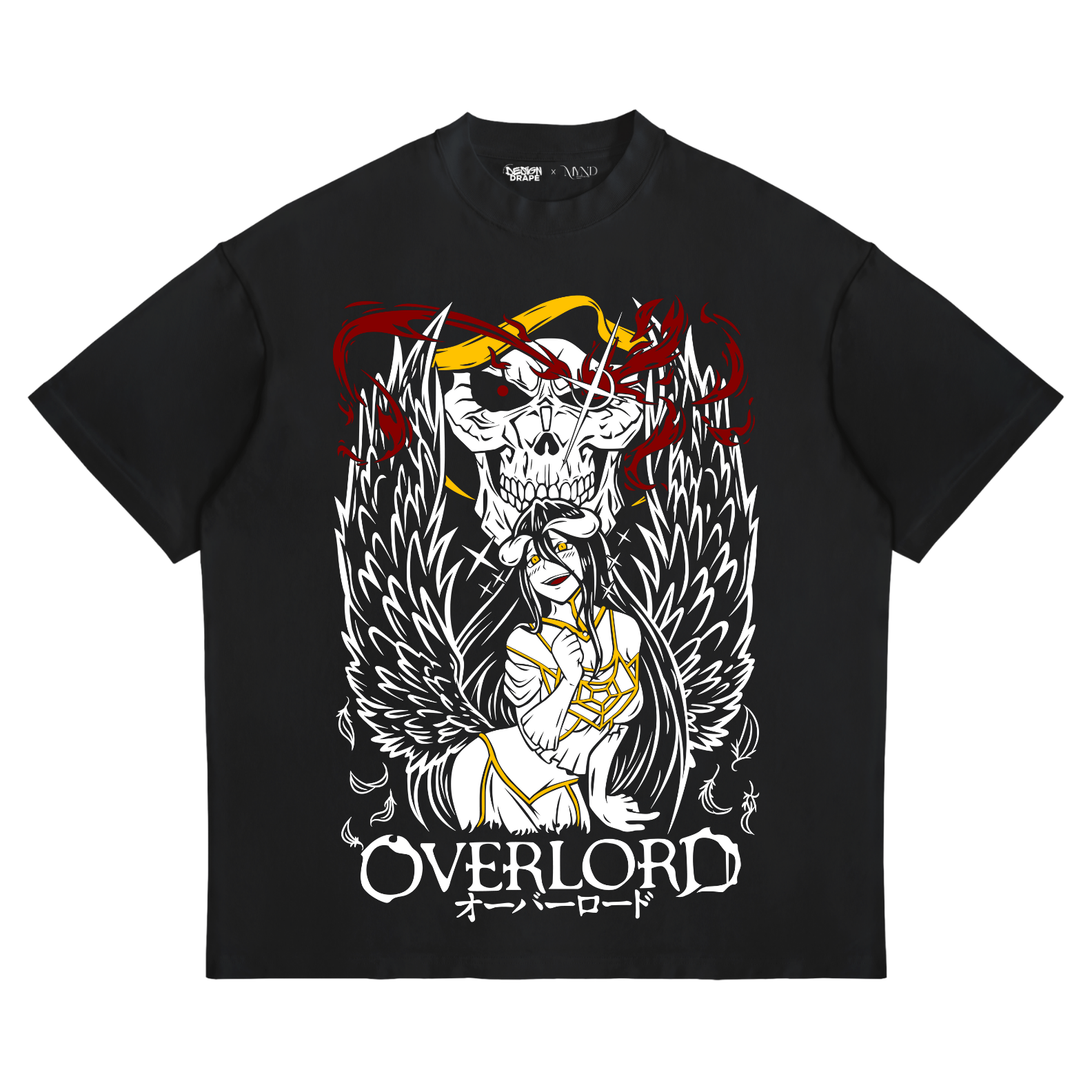 Overlord T-Shirt – Ainz Ooal Gown &amp; Albedo Anime Streetwear Tee (Unisex, Black/White)